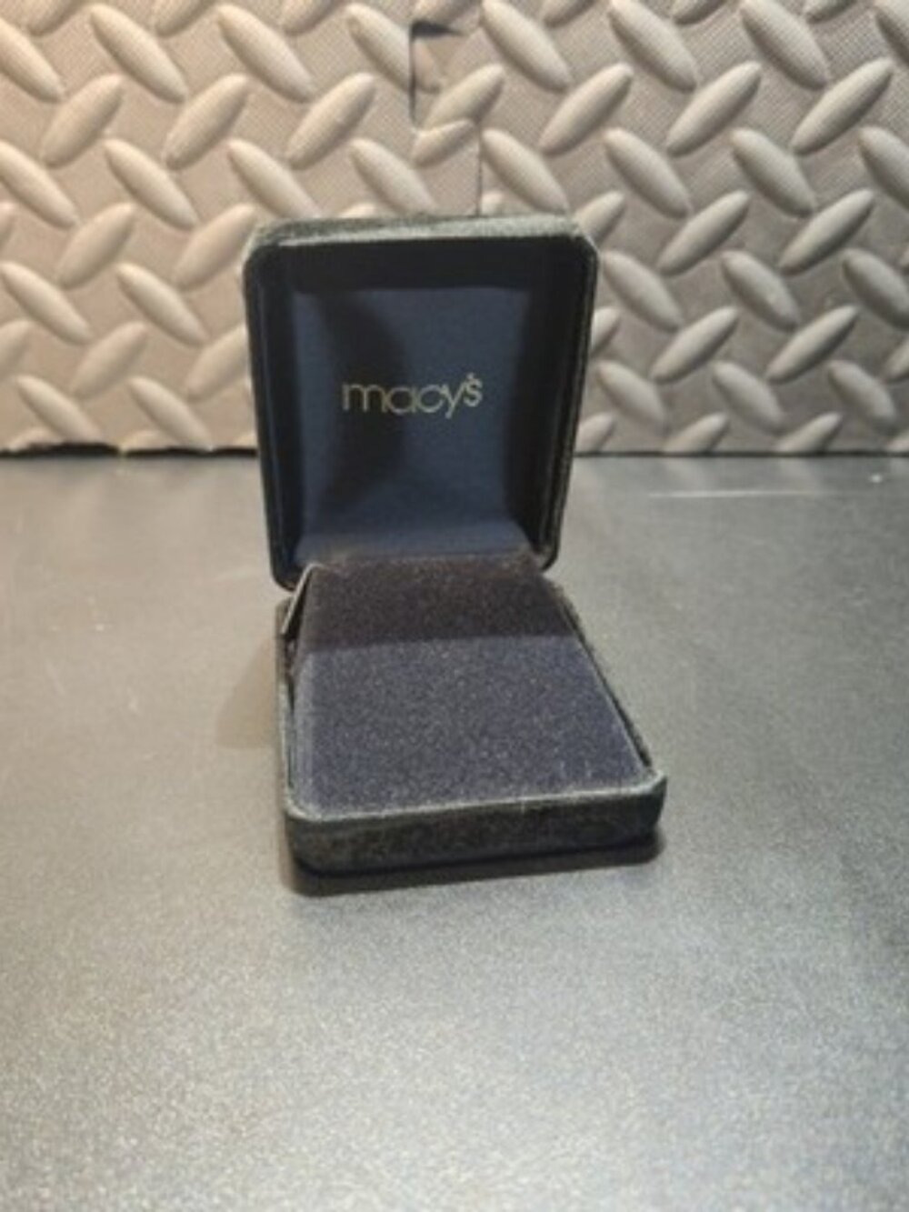 Vintage Macy’s Black Velvet Jewelry Box 3.5" x 2.5"- EMPTY BOX